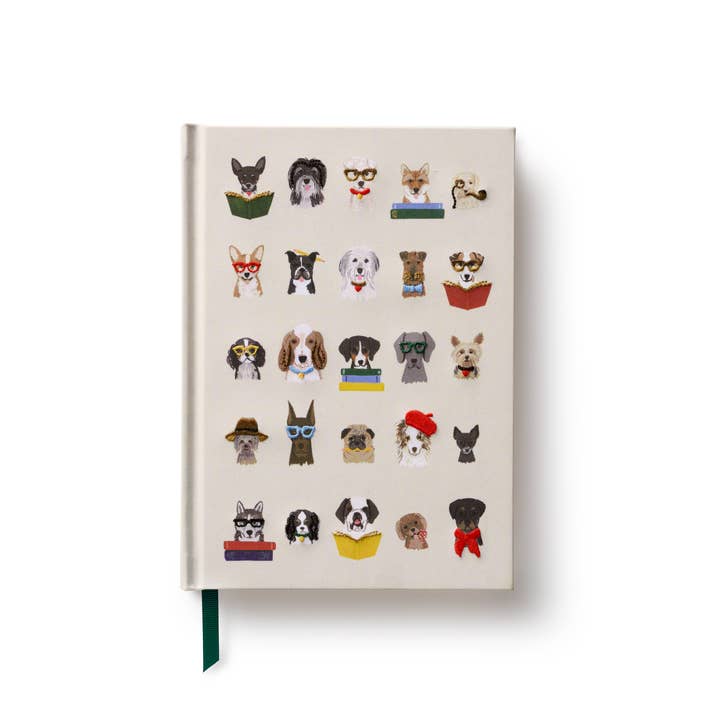 Rifle Paper Co Embroidered Journal - Studious Dogs