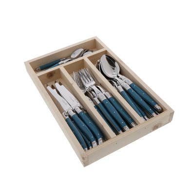 Jean Dubost 24 Pc Everyday Flatware Set - Teal