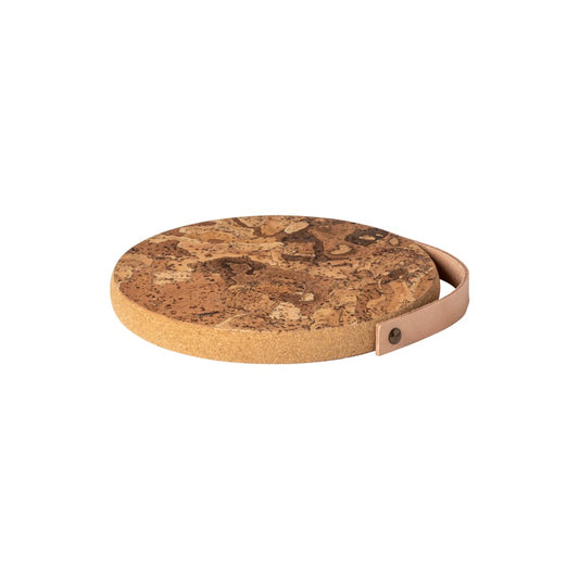 Cork Trivet with Leather Handle - Small