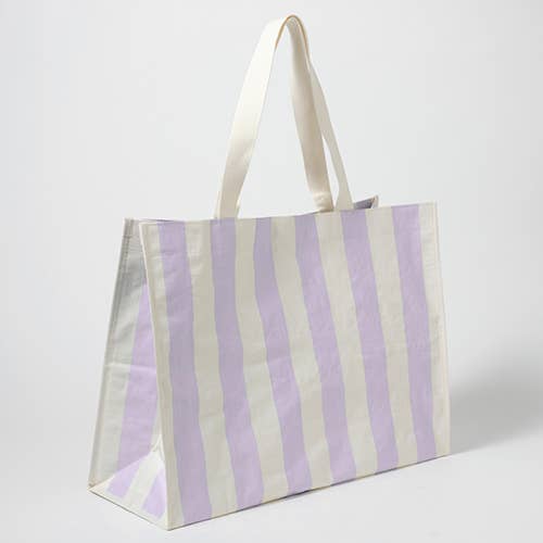 Carryall Beach Bag - Lilac Stripe