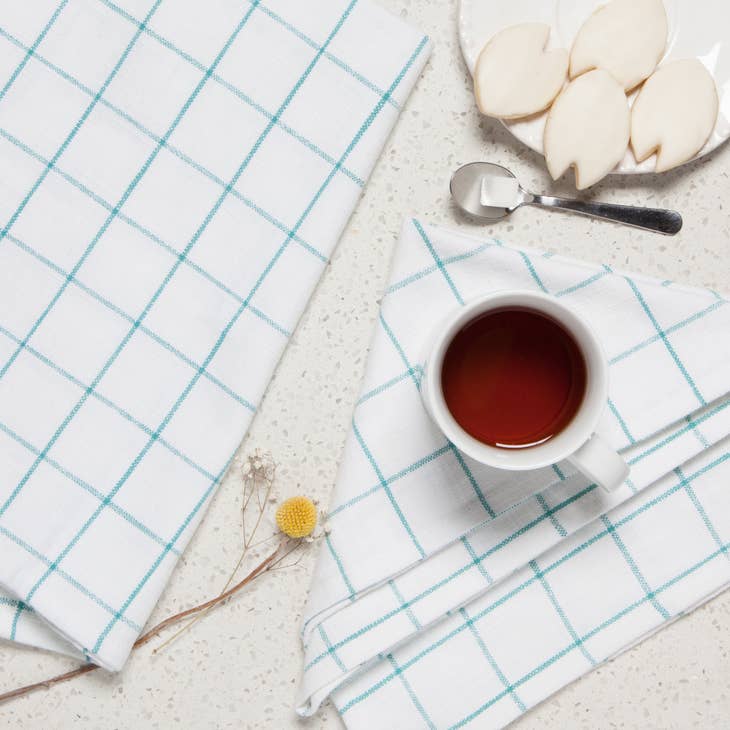 Vintage Heirloom Tea Towels - Lagoon