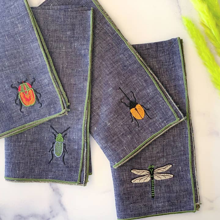 Embroidered Napkins - Insect