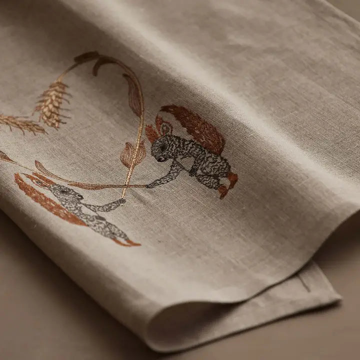 Tea Towel - Squirrels with Wheat