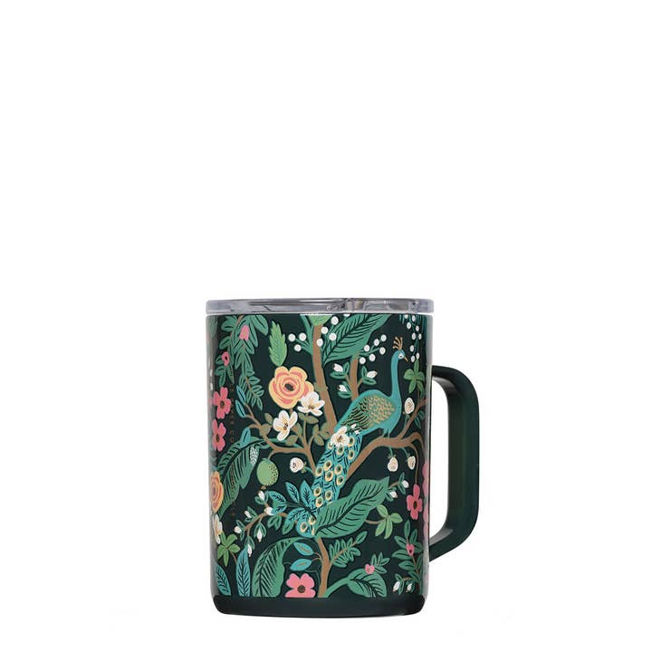Rifle Paper Co x Corkcicle Travel Mug - Peacock Blue