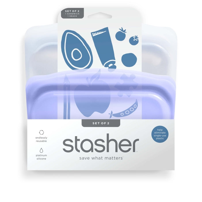 Stasher Half-Gallon & Sandwich 2 Pack - Lavender and Clear – Relish Decor