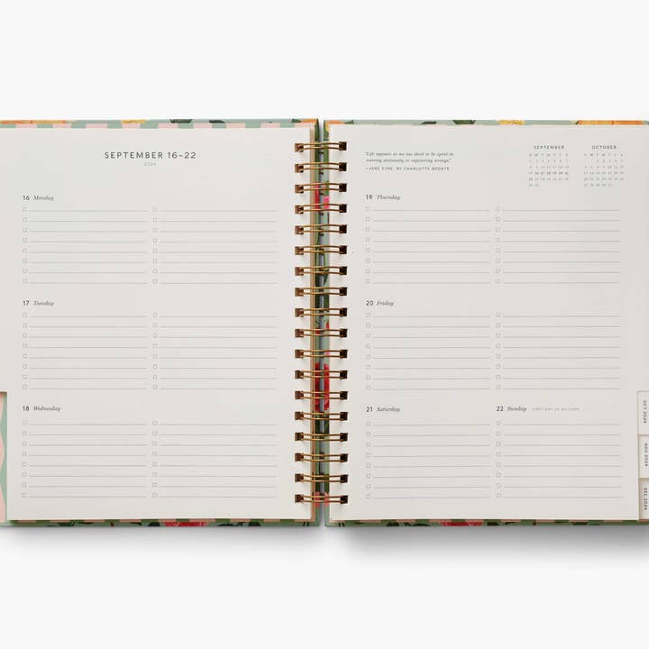Rifle Paper Co 2025 17-Month Large Spiral Planner - Roses