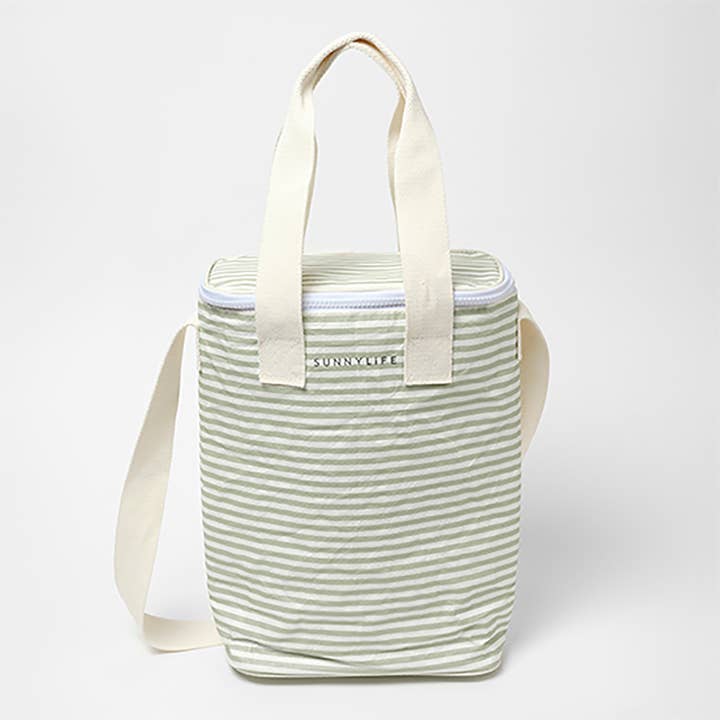 Drinks Cooler Tote - La Palma Sage Stripe