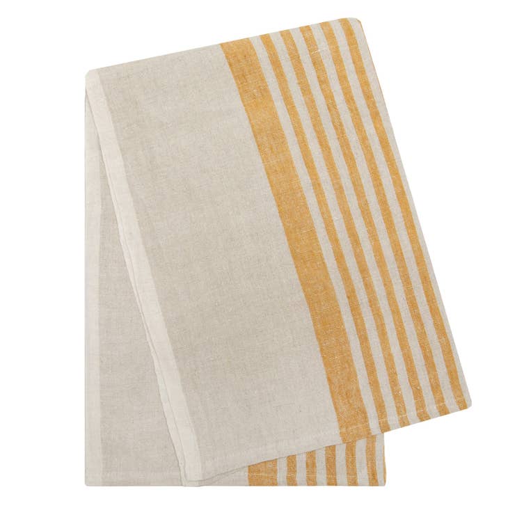 Brittany Tea Towel Set - Natural & Mustard