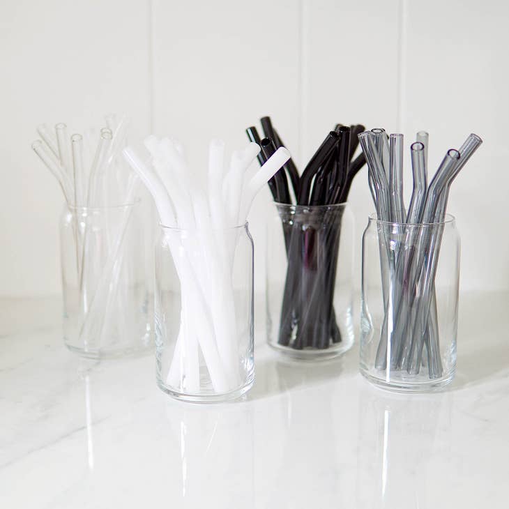 Grey Bent Glass Straw