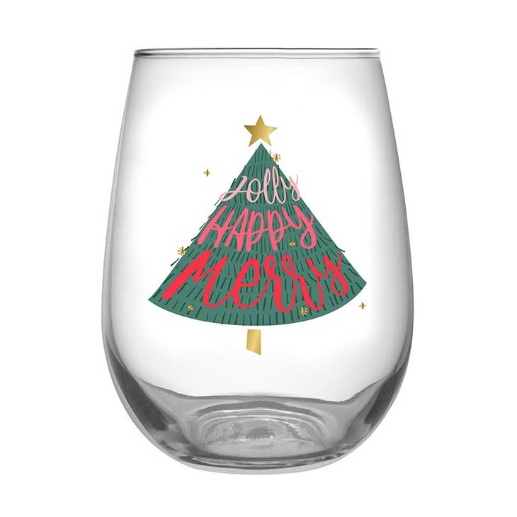Stemless Wine Glass - Jolly, Happy, Merry – Relish Decor