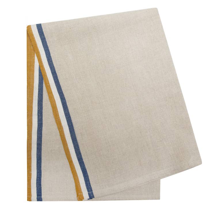 Normandy Tea Towel Set - Natural, Mustard & Blue