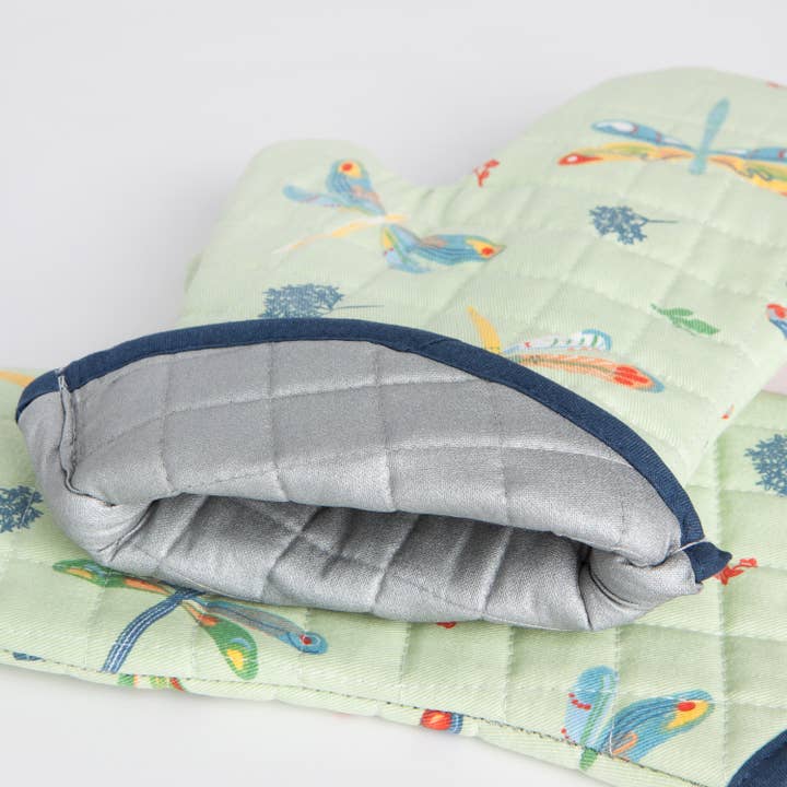 Pot Holder Oven Mitt Set - Dragonfly