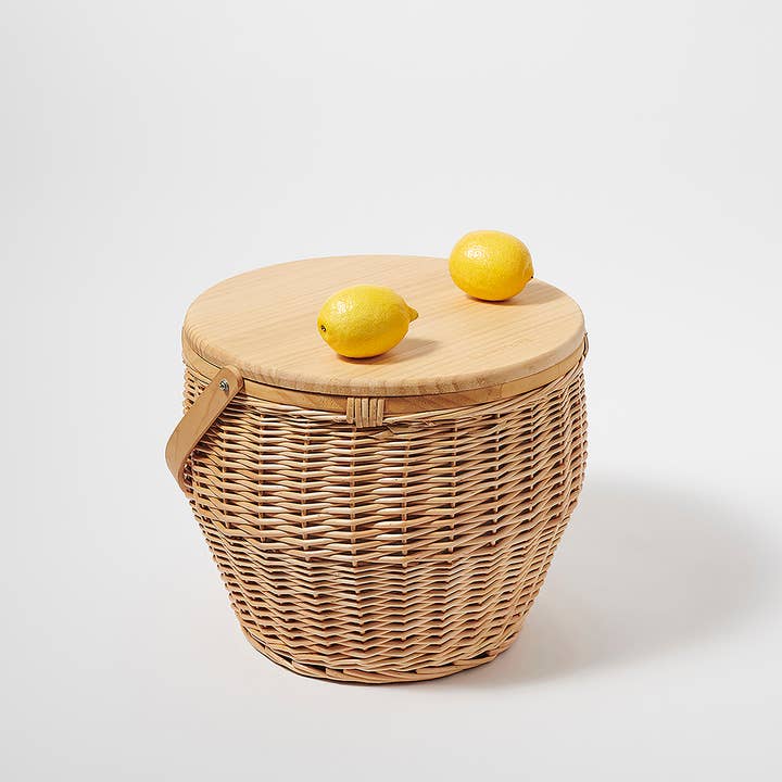Round Picnic Cooler Basket - Natural