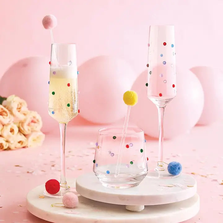 Beaded Champagne Glass - Confetti