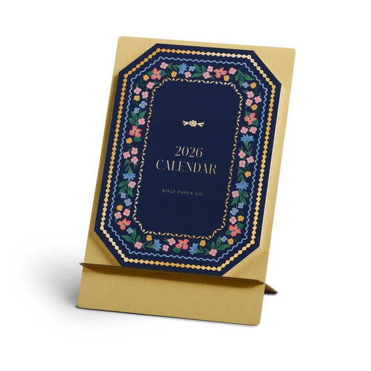 Rifle Paper Co 2026 Brass Easel Desk Calendar - Wildwood