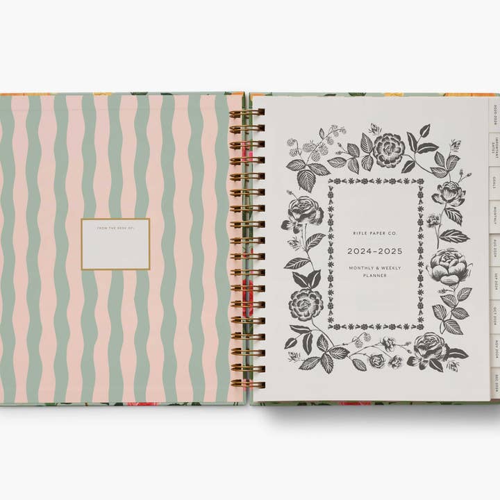 Rifle Paper Co 2025 17-Month Large Spiral Planner - Roses