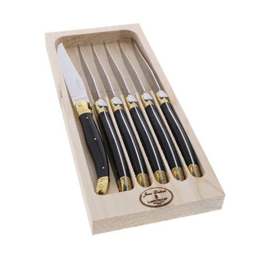 Jean Dubost Steak Knives - Black & Brass