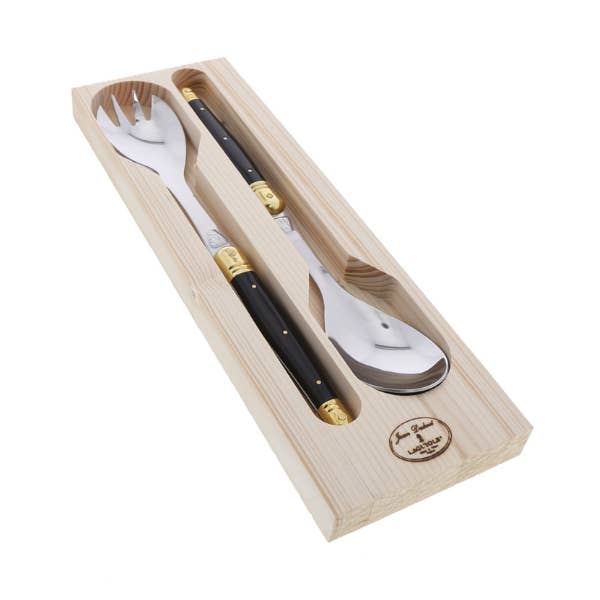 Jean Dubost Salad Serving Set - Black & Brass