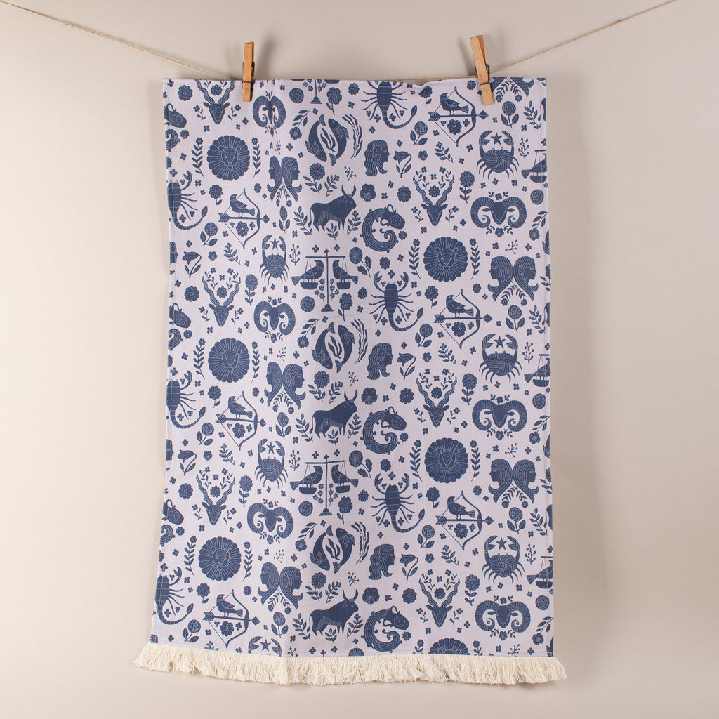 Indigo Zodiac Tea Towel