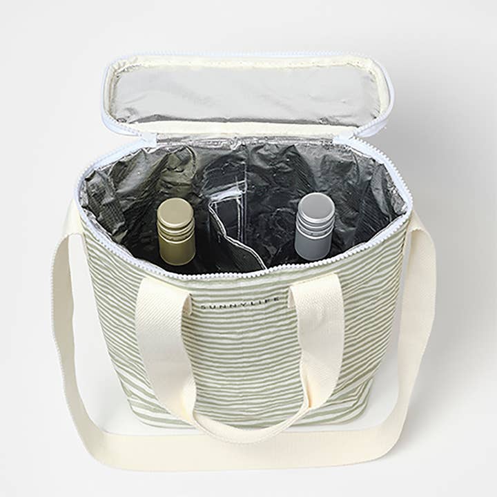 Drinks Cooler Tote - La Palma Sage Stripe