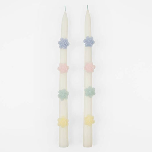 Pastel Flower Taper Candles