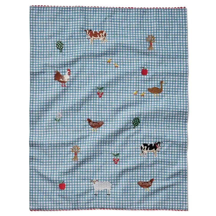 Rifle Paper Co Embroidered Tea Towel - Country Farm Gingham