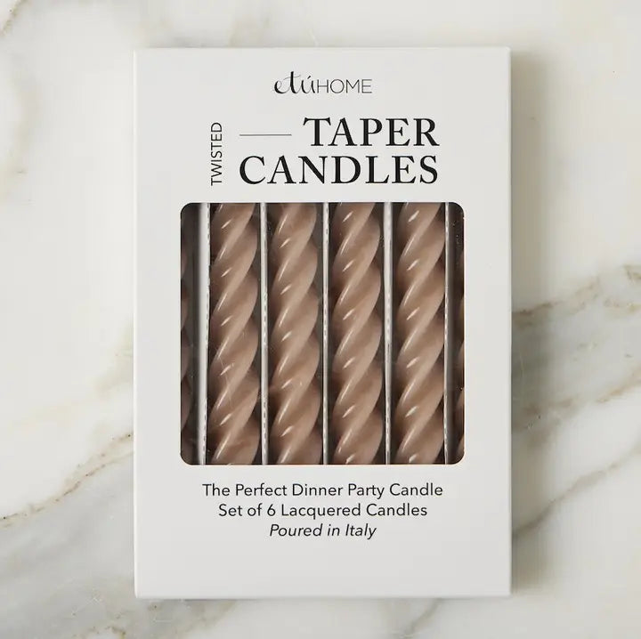 Lacquered Twisted Taper Candles - Taupe