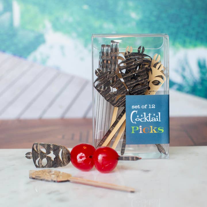 Tiki Mask Cocktail Pick Set