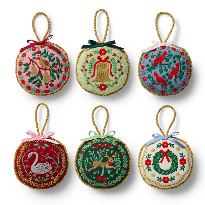 Rifle Paper Co Embroidered Ornament Set - Christmastide