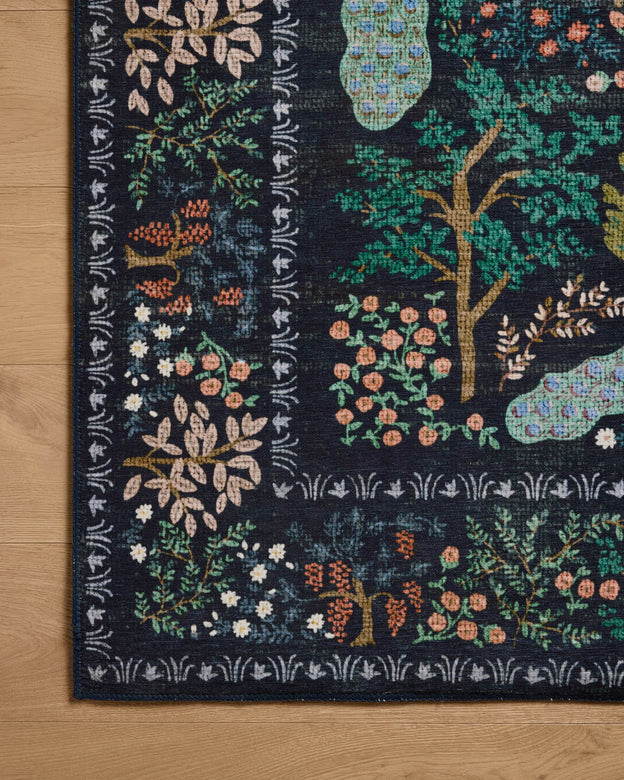 Rifle Paper Co x Loloi Canopy Rug - Peacock Forest Charcoal