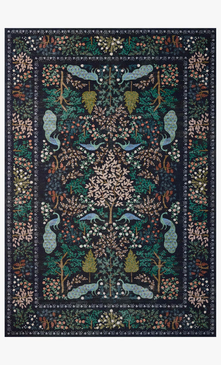 Rifle Paper Co x Loloi Canopy Rug - Peacock Forest Charcoal