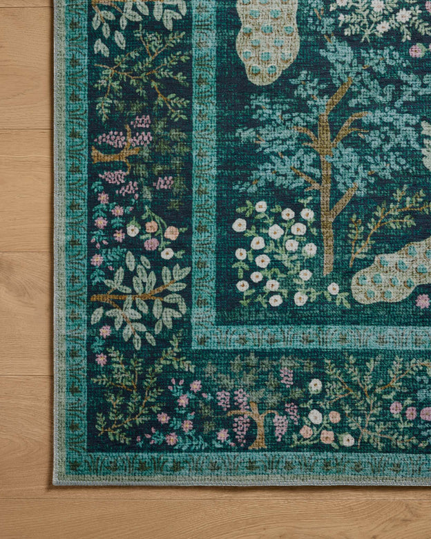 Rifle Paper Co x Loloi Canopy Rug - Peacock Forest Teal