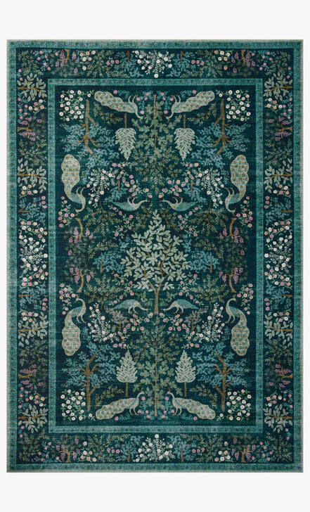 Rifle Paper Co x Loloi Canopy Rug - Peacock Forest Teal