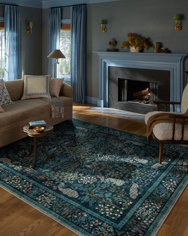 Rifle Paper Co x Loloi Canopy Rug - Peacock Forest Teal
