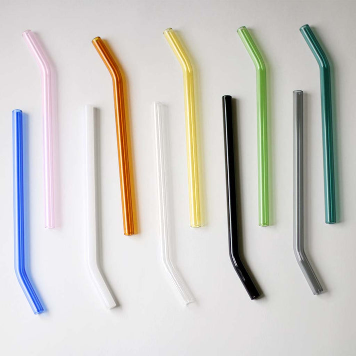 Grey Bent Glass Straw