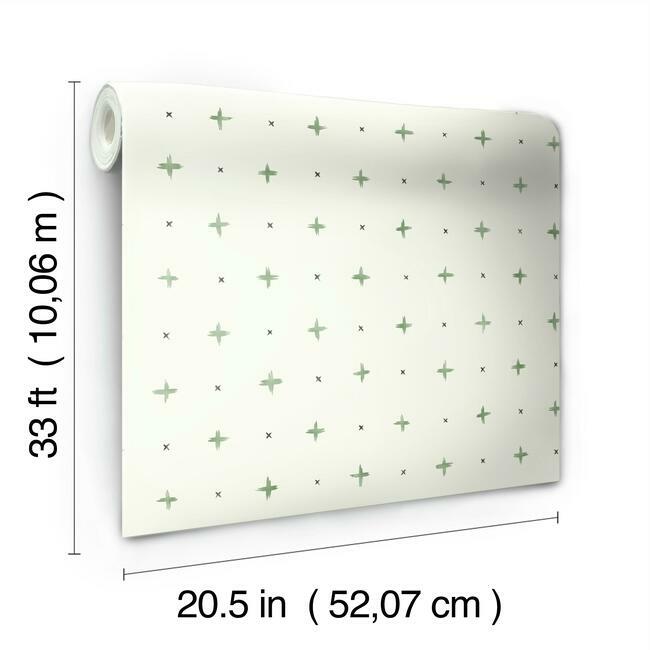 Magnolia Home Cross Stitch Wallpaper - Magnolia Green
