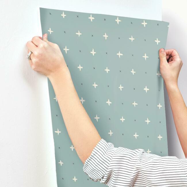 Magnolia Home Cross Stitch Wallpaper - Jade