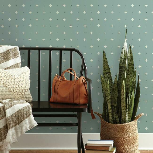 Magnolia Home Cross Stitch Wallpaper - Jade