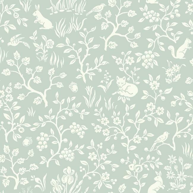Magnolia Home Fox & Hare Wallpaper - Mineral Green