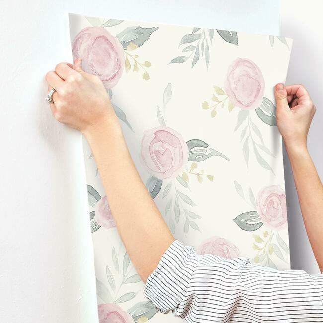 Magnolia Home Watercolor Roses Wallpaper - Gala Pink