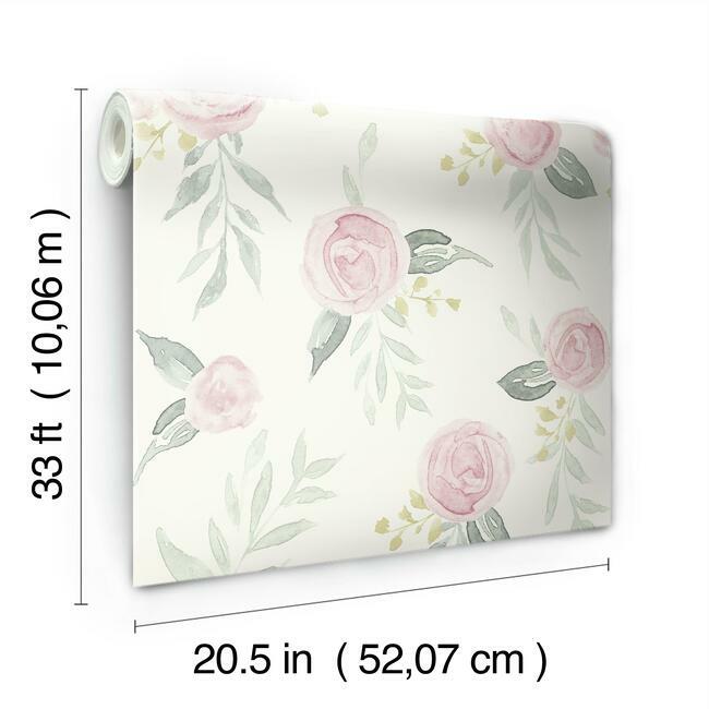 Magnolia Home Watercolor Roses Wallpaper - Gala Pink