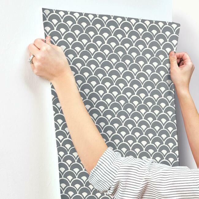 Magnolia Home Stacked Scallops Wallpaper - Charcoal