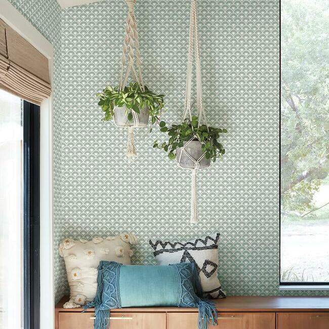 Magnolia Home Stacked Scallops Wallpaper - Blue Gray