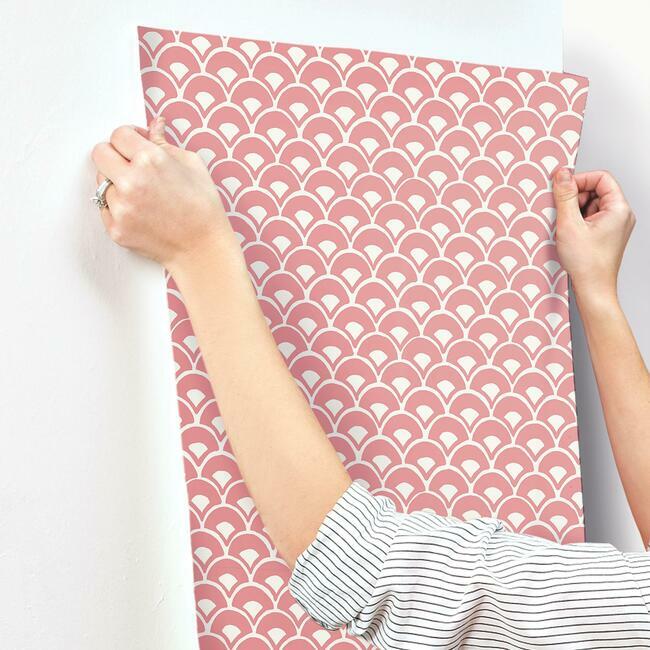Magnolia Home Stacked Scallops Wallpaper - Pink Coral
