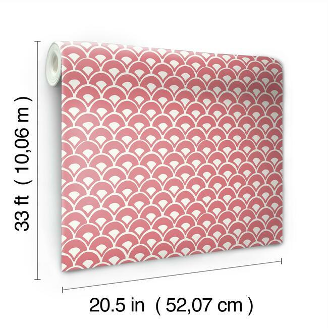 Magnolia Home Stacked Scallops Wallpaper - Pink Coral