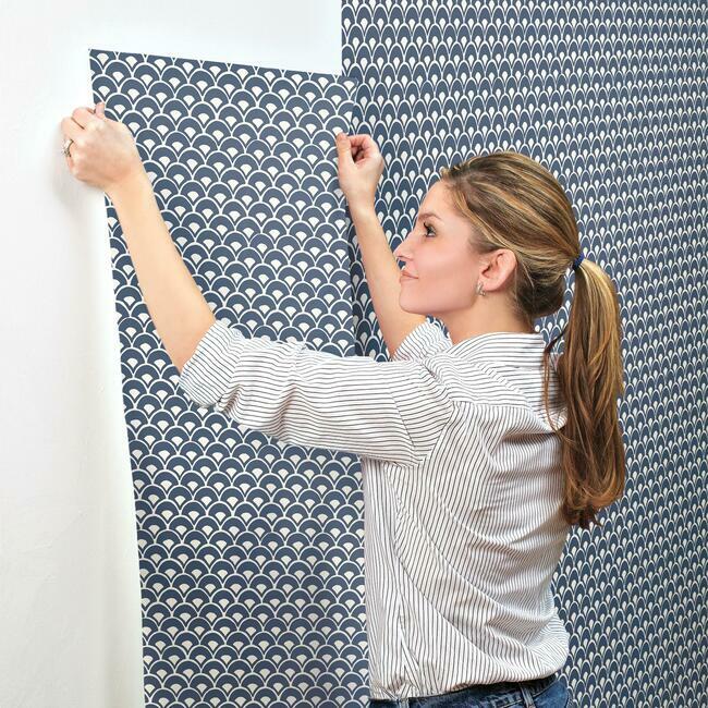 Magnolia Home Stacked Scallops Wallpaper - Navy