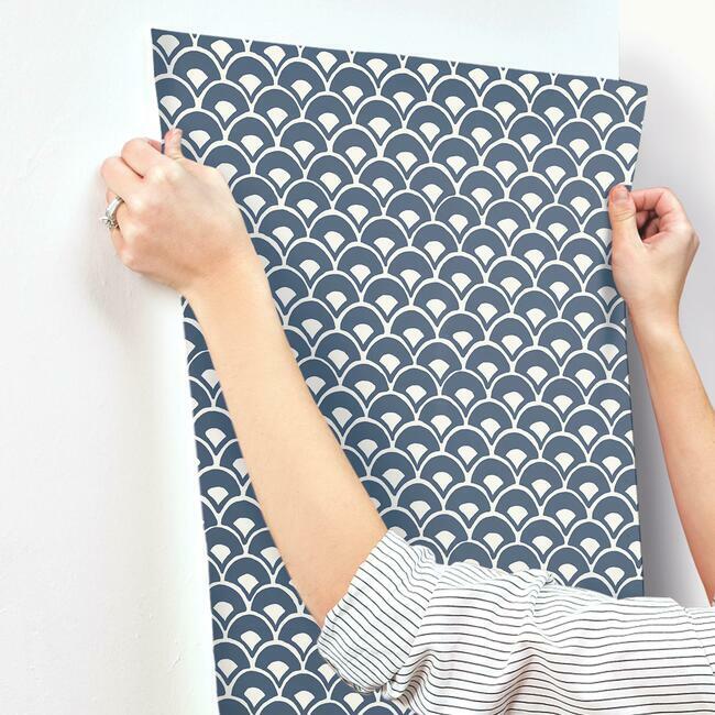 Magnolia Home Stacked Scallops Wallpaper - Navy