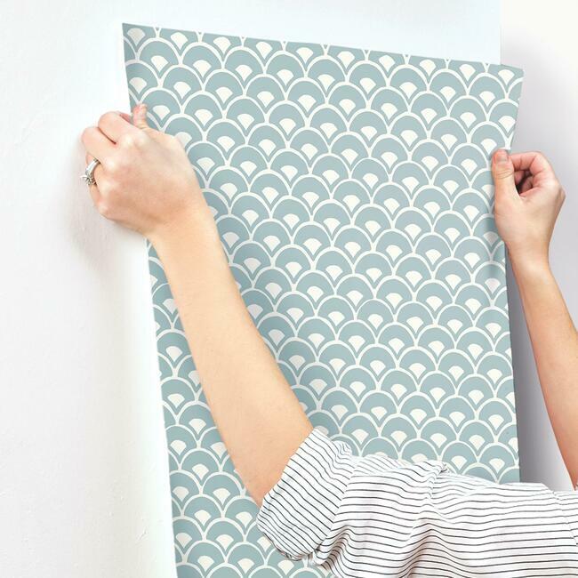 Magnolia Home Stacked Scallops Wallpaper - Nautilus Blue