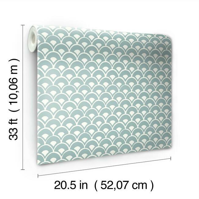 Magnolia Home Stacked Scallops Wallpaper - Nautilus Blue