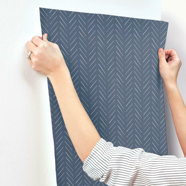 Magnolia Home Pick-Up-Sticks Wallpaper - White on Navy